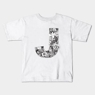 Floral Letter J Kids T-Shirt